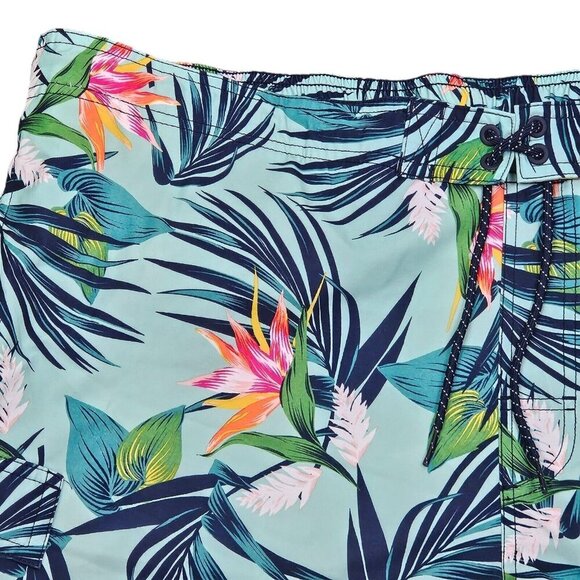 [g] George Green Tropical Print Swim Trunks Size XL (40-42) Cargo Pocket Elastic - Picture 3 of 8